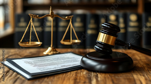 A gavel and scales of justi...