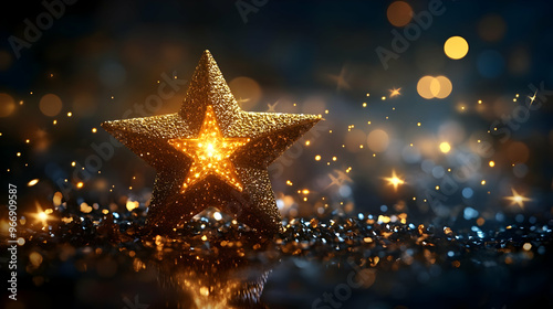 A glittering star with spar...