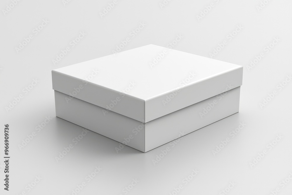 A White Square Cardboard Box on a White Background A White Square Cardboard Box on a White Background