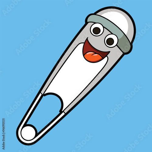 Super cool safety pin character cartoon