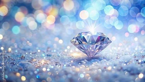 Sparkling diamond glitter background with holiday snowy pastel bokeh lights and magical abstract wallpaper