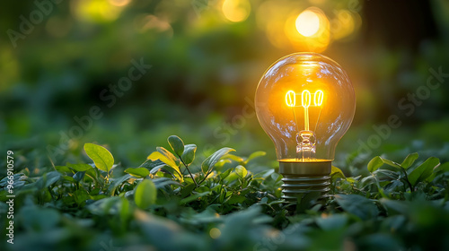 A glowing light bulb amidst...