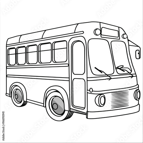 Bus Coloring Pages Fun and Detailed Designs for Kids, Line art illustration of a cartoon school bus. 