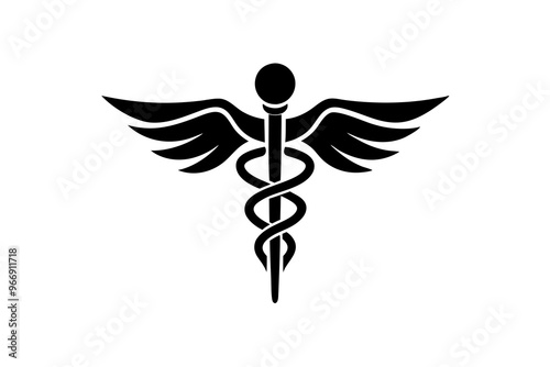  A Medical logo vector art illustration with a physiotherapy icon, featuring a modern stylish shape with an underline set vector art illustration photo