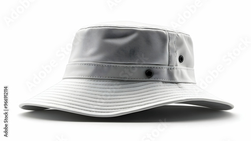 A gray bucket hat designed ...
