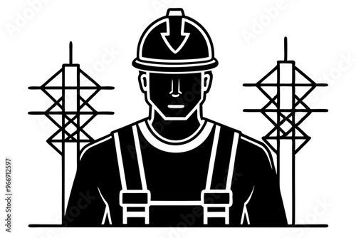 electrical lineman line art silhette vector,illustration