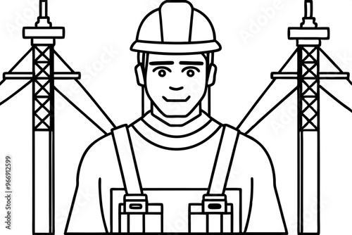 electrical lineman line art silhette vector,illustration