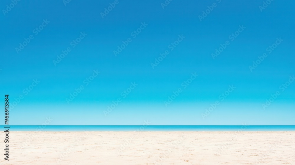 Fototapeta premium Beach Scene with Blue Sky and White Sand