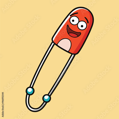 Super cool safety pin character cartoon