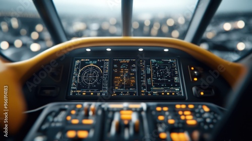 High-Tech Cockpit: A Close-Up of Cutting-Edge Instruments and Displays photo