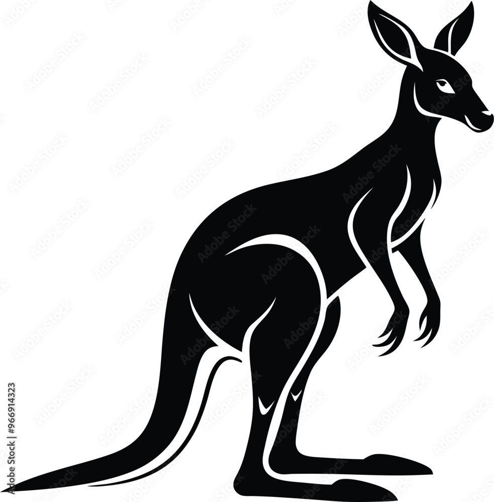black kangaroo vector illustration silhouette, Print black kangaroo vector illustration silhouette, Print