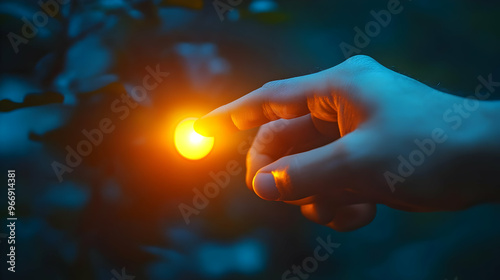 A hand reaching towards a g...