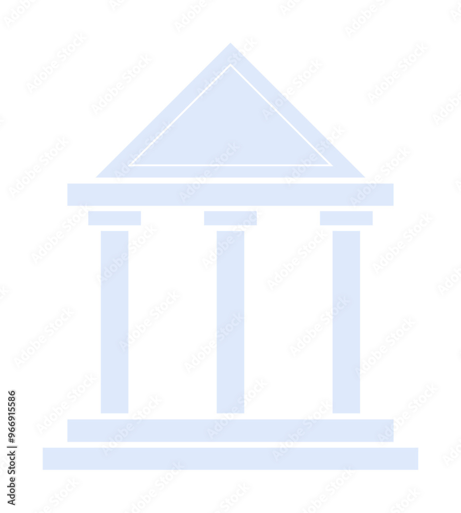 Blue outline of a classical building with four columns and a triangular roof. Ideal for themes like education, finance, law, history, and government. Clean, minimalist vector design on a white Blue outline of a classical building with four columns and a triangular roof. Ideal for themes like education, finance, law, history, and government. Clean, minimalist vector design on a white