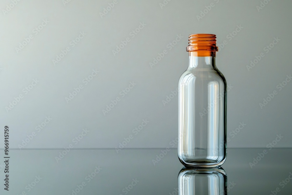 A Clear Glass Bottle with an Orange Cap A Clear Glass Bottle with an Orange Cap