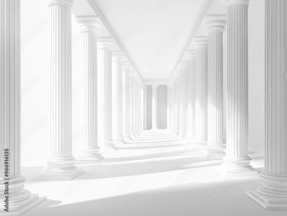 3d rendering white corridor pillars background render - ai 3d rendering white corridor pillars background render - ai
