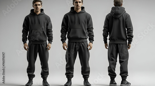 A male model in a black hoo...