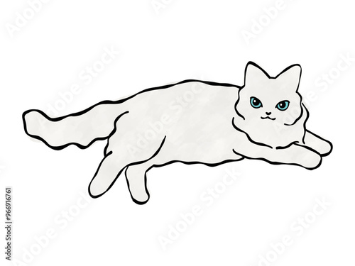 白猫　猫のイラスト　ベクター