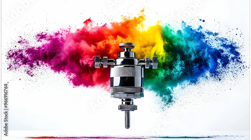 A metallic valve surrounded...