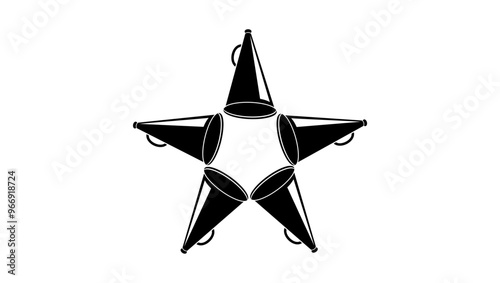 star from megaphones, promoted brand product, black isolated silhouette