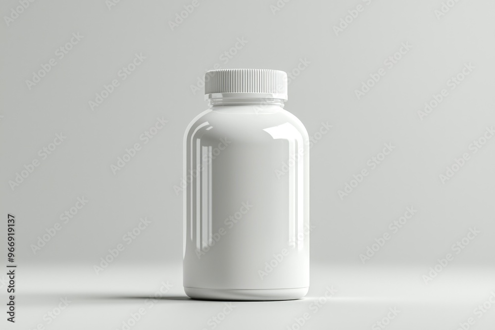 White Plastic Bottle with a Smooth, Shiny Surface White Plastic Bottle with a Smooth, Shiny Surface