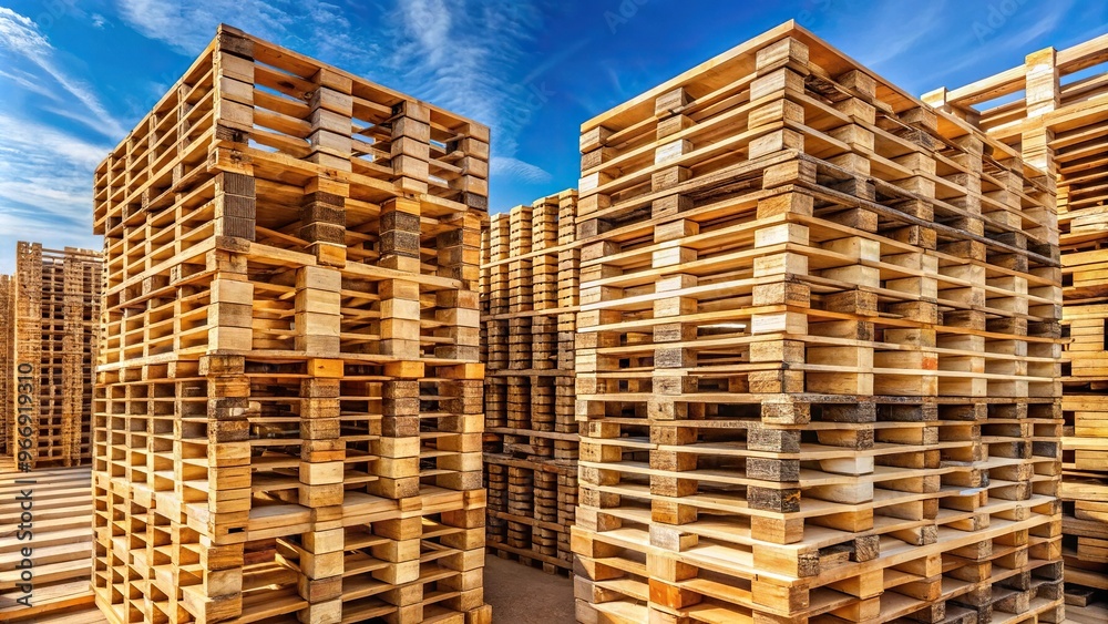 Stacked wooden pallets creating optical illusion Stacked wooden pallets creating optical illusion