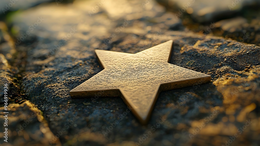 Golden Star on Stone Background Golden Star on Stone Background
