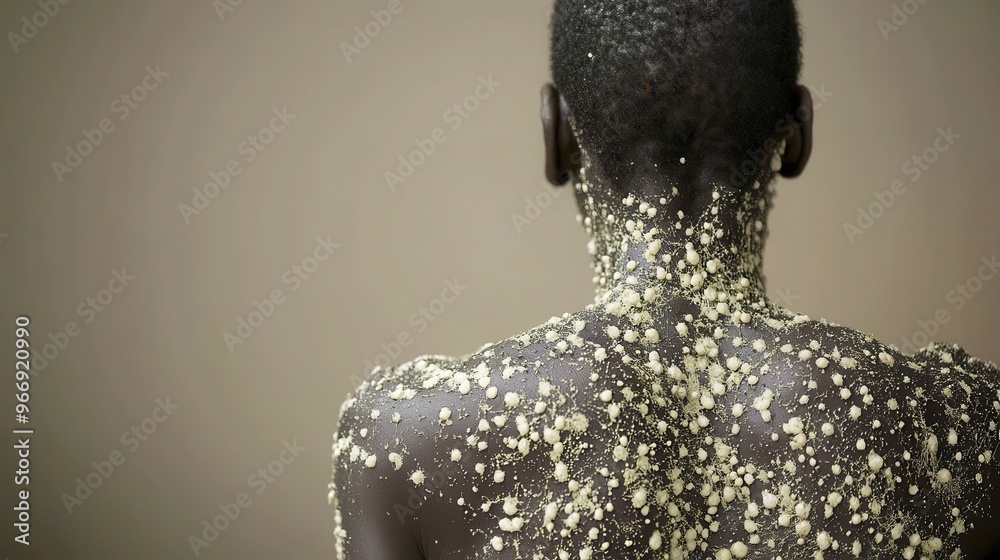 Closeup of a person s back with skin lesions Closeup of a person s back with skin lesions