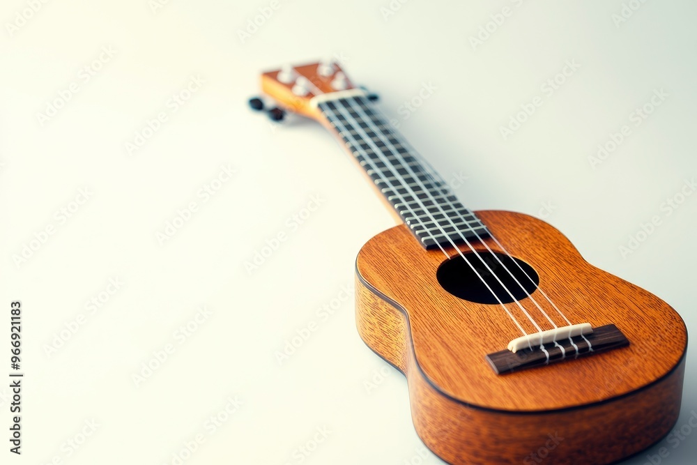 Obraz premium Ukulele on a white background with generative ai