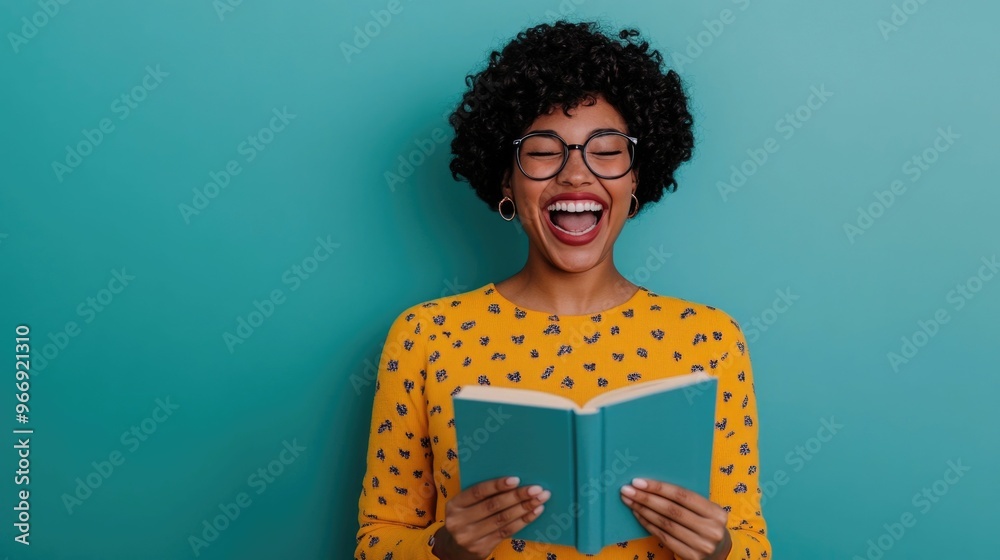 Person laughing out loud while reading an amusing captivating book in a cozy comfortable home setting exuding a sense of personal joy and entertainment Person laughing out loud while reading an amusing captivating book in a cozy comfortable home setting exuding a sense of personal joy and entertainment