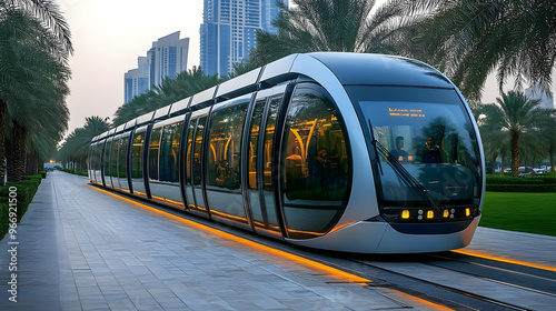 A modern tram system in an ...