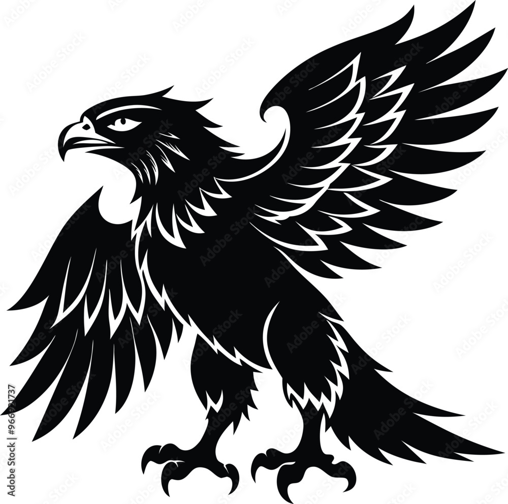 Obraz premium black eagle vector illustration silhouette, Print