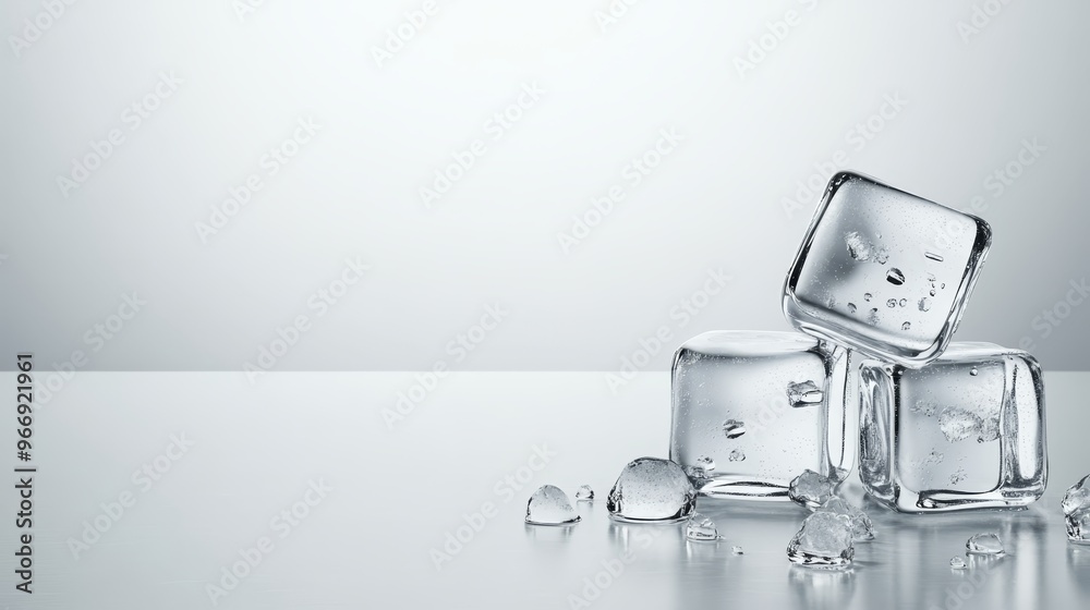 Ice Cubes Melting on a Grey Surface Ice Cubes Melting on a Grey Surface