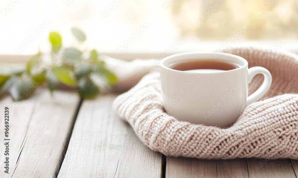 cup of coffee on wooden table-generative ai cup of coffee on wooden table-generative ai