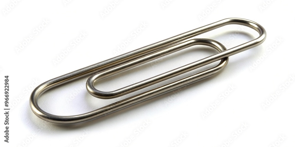 Steel paperclip isolated on white background with shadow Steel paperclip isolated on white background with shadow