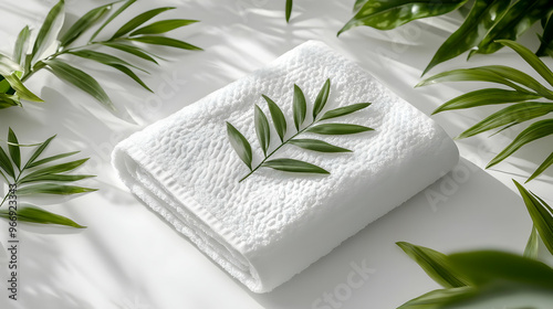 A neatly folded white towel...
