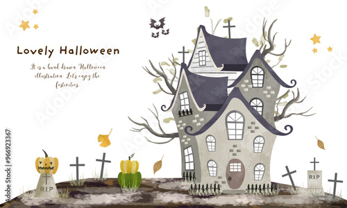 Wallpaper Mural ハロウィンのポストカード（ゴーストハウス） Torontodigital.ca