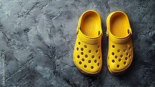 A pair of bright yellow clo...