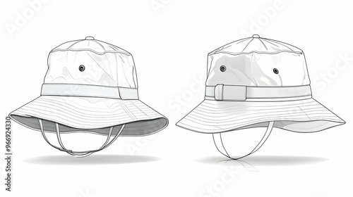 A pair of white bucket hats...