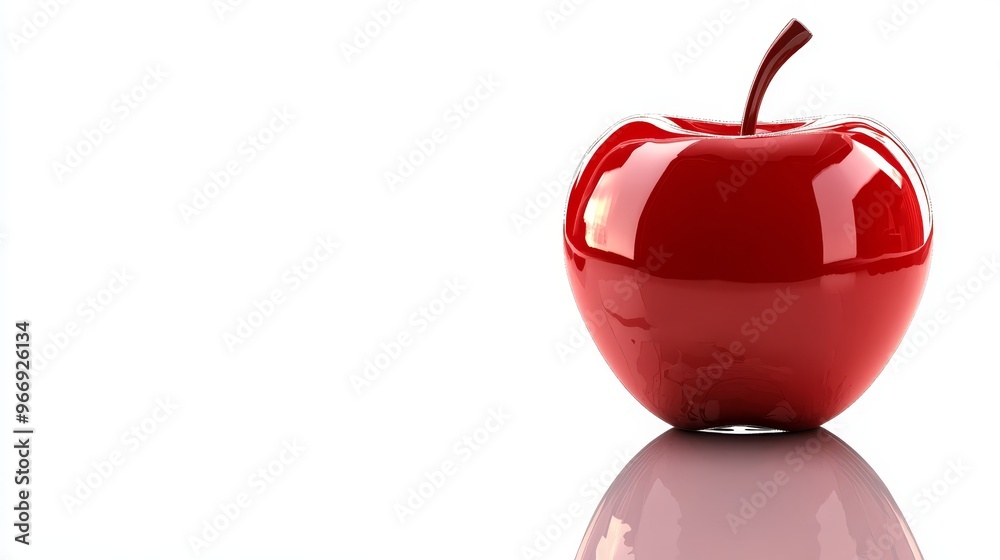Obraz premium Shiny Red Apple Isolated on White Background
