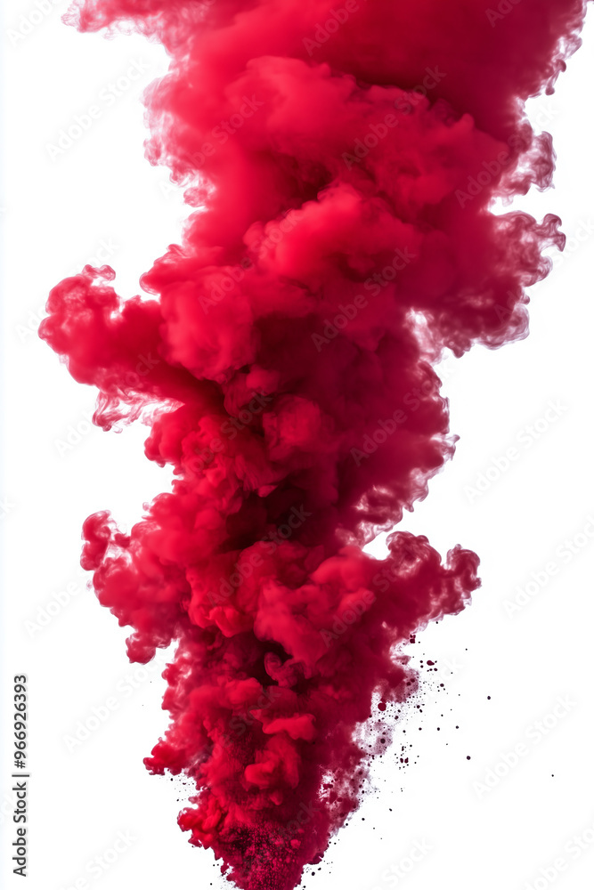 Red smoke billows against a white background Red smoke billows against a white background