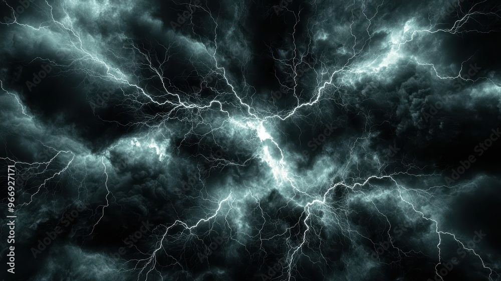 Dark Sky with Lightning Bolts and Storm Clouds Dark Sky with Lightning Bolts and Storm Clouds
