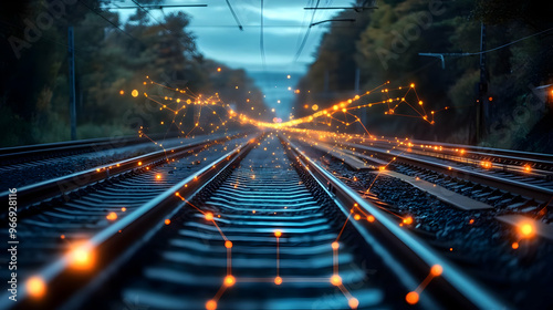 A railway track with glowin...