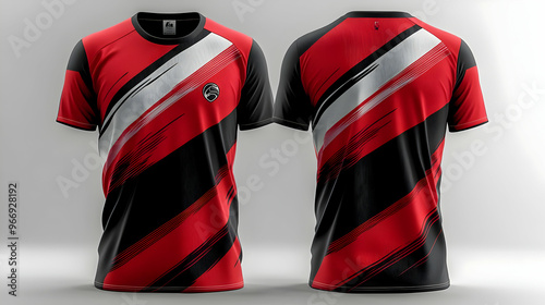 A red and black sports jers...