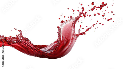 Vibrant splash of red liquid captured in motion, showcasing the dynamic energy and beauty of fluid movement.