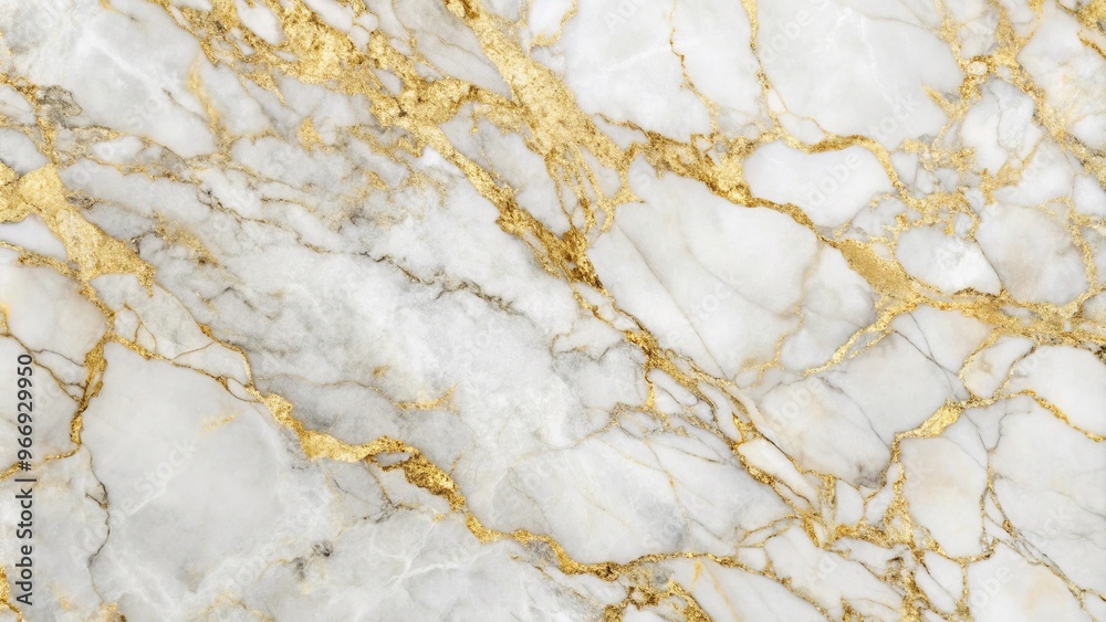 Fototapeta premium Stone wall texture in natural white and gold marble background