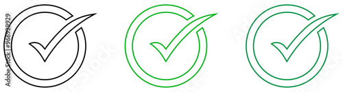 Right mark icon fill isolated on white. tick symbol. confirm symbol. Line art of right mark symbol.