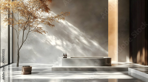 A serene bathroom space fea...