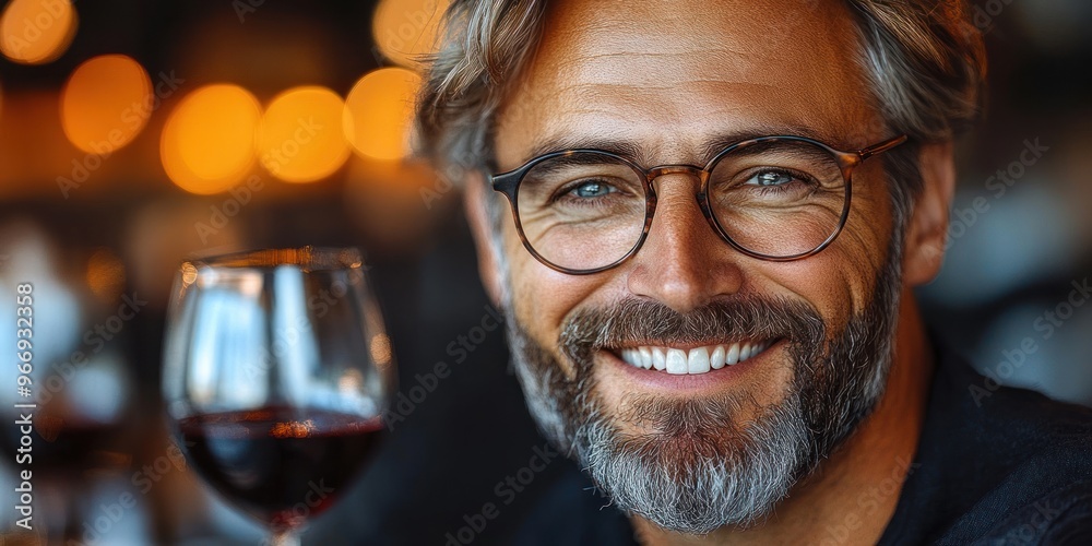 Portrait of a Man with a Beard and Glasses Smiling at the Camera Portrait of a Man with a Beard and Glasses Smiling at the Camera