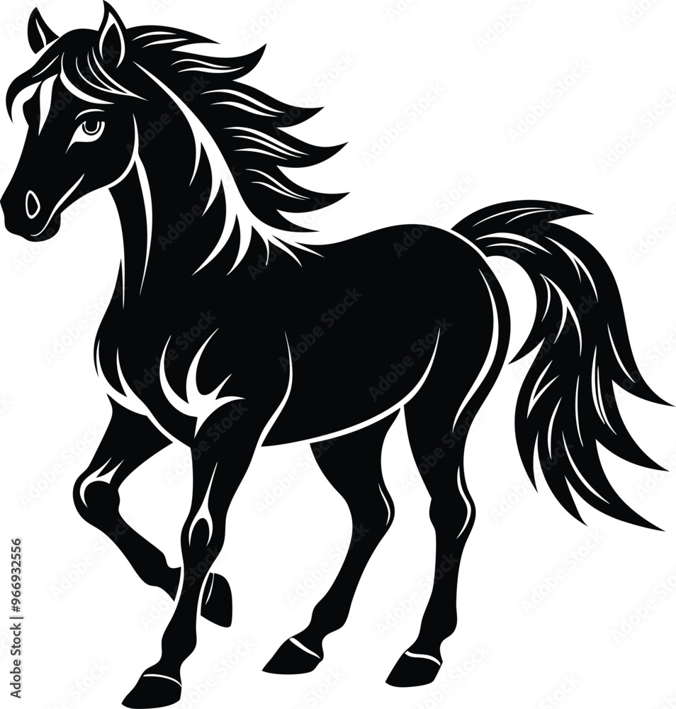 black horse vector illustration silhouette, Print black horse vector illustration silhouette, Print
