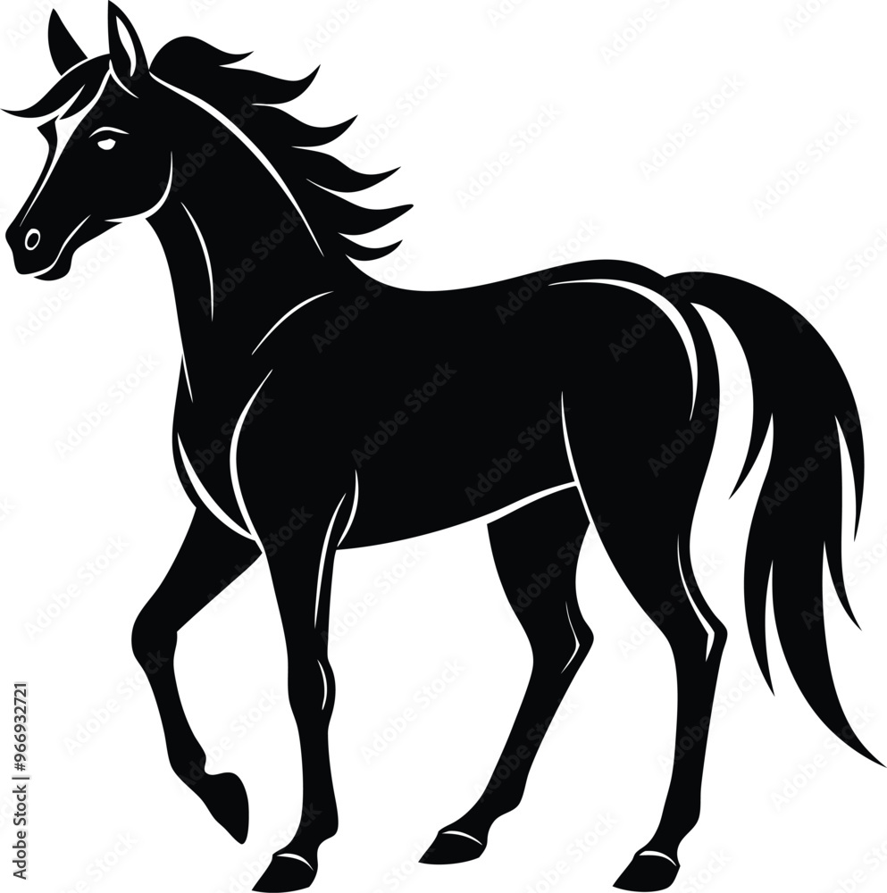 black horse vector illustration silhouette, Print